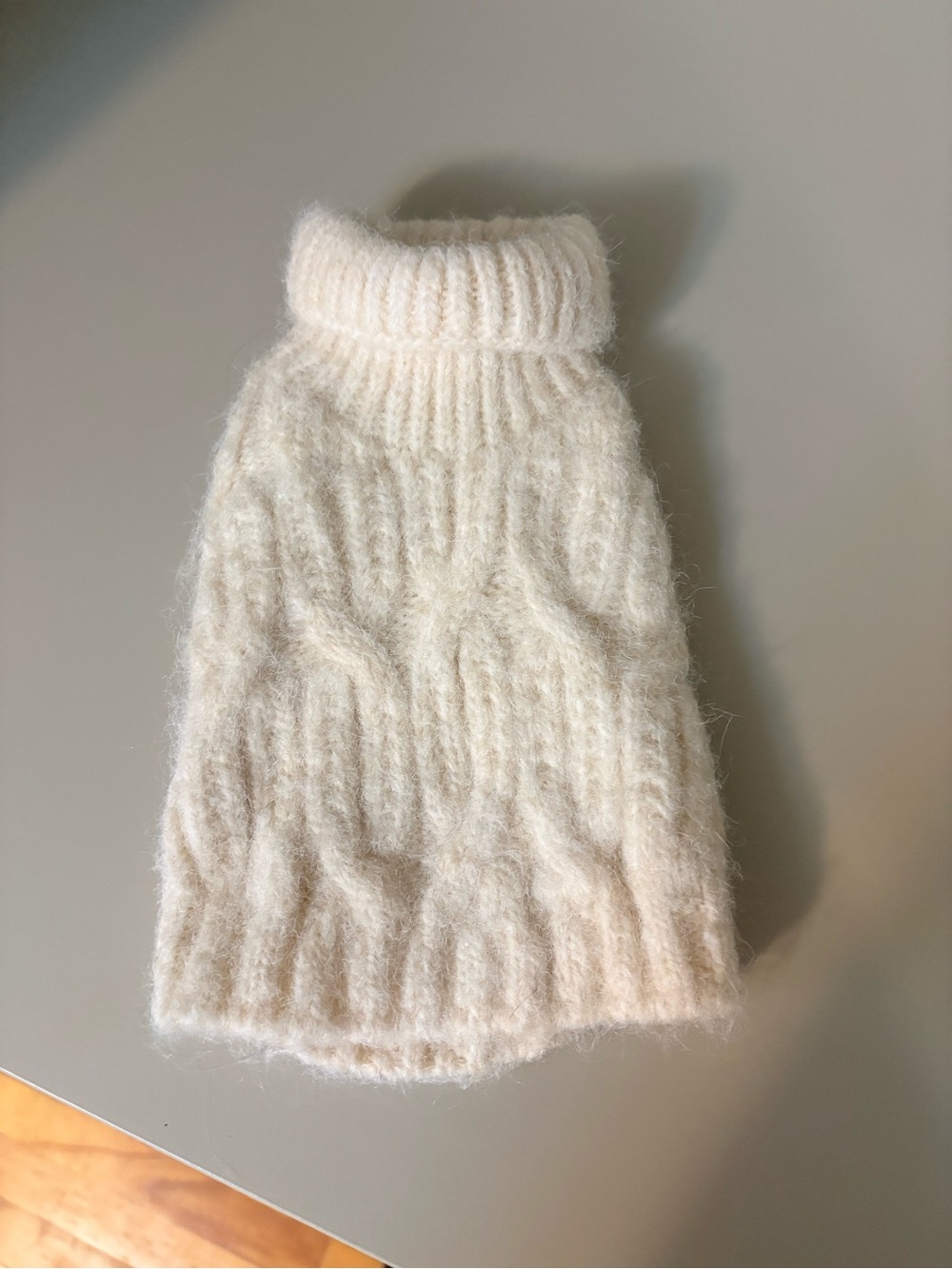H&M Cream Cable Knit Turtleneck Dog Sweater, XXS-8